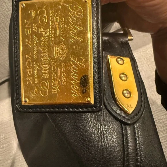 Ralph Lauren Black Leather Bag with Gold Accent - Picture 8 of 12